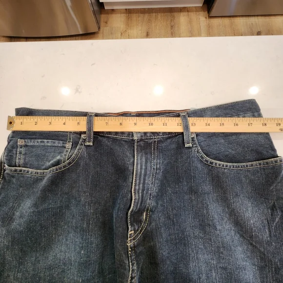 Eddie Bauer Jeans Men's 36x30 Blue Dark Wash Relaxed Fit Vintage Y2K Bootcut - Picture 11 of 14